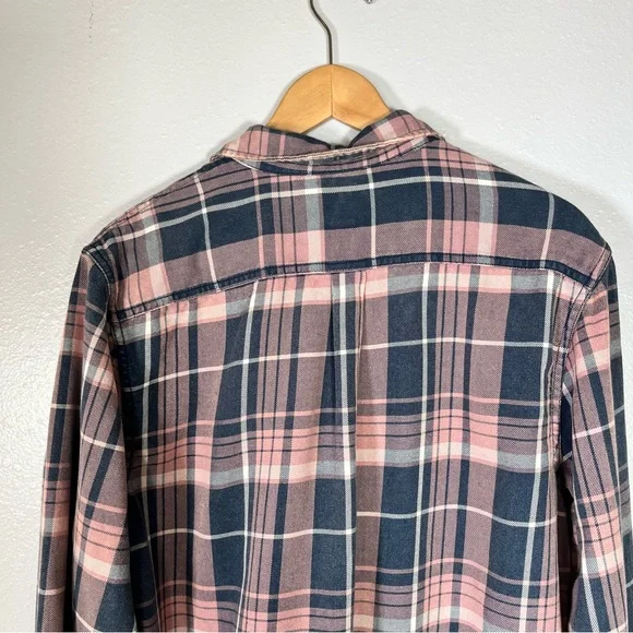 Vans pink navy plaid flannel shirt M cotton Streetwear fall skate core grunge - Picture 4 of 8